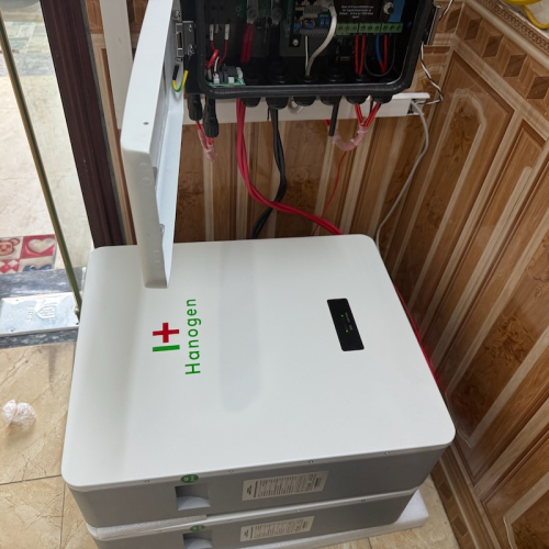 Pin lưu trữ điện NLMT Hanogen 100Ah 5ký Đấu song song 2 bộ